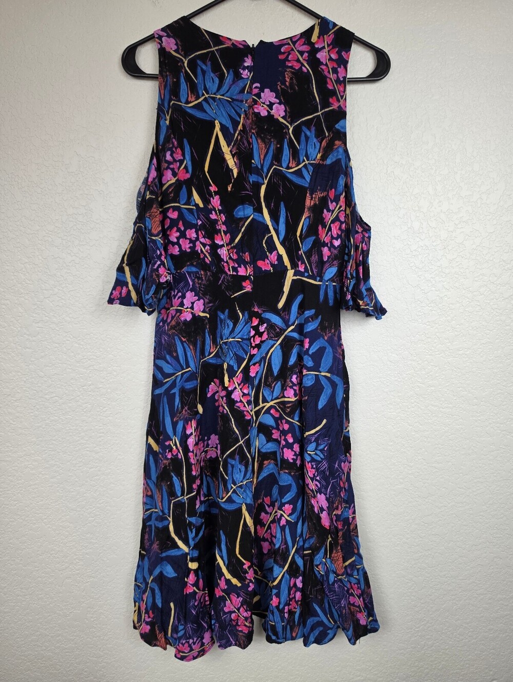 Anthropologie Maeve Black Floral Cold Shoulder Dress
